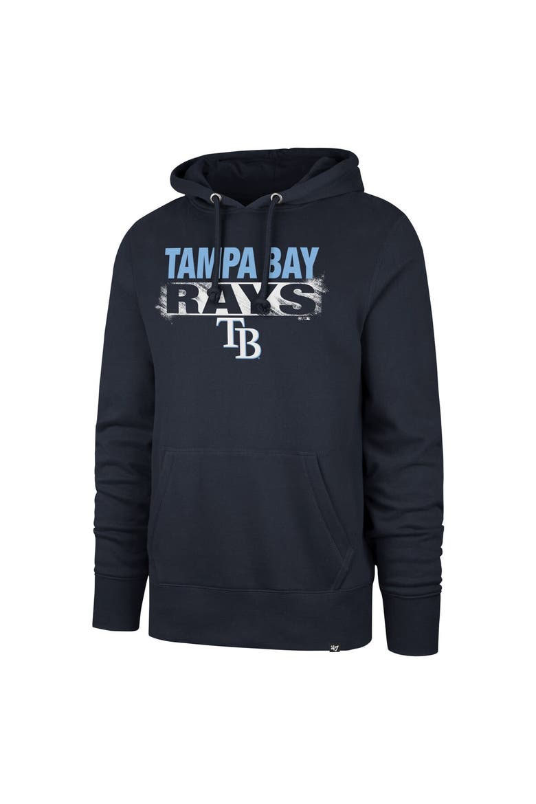 Men's '47 Navy Tampa Bay Rays Base Slide Headline Pullover Hoodie, Alternate, color, Navy