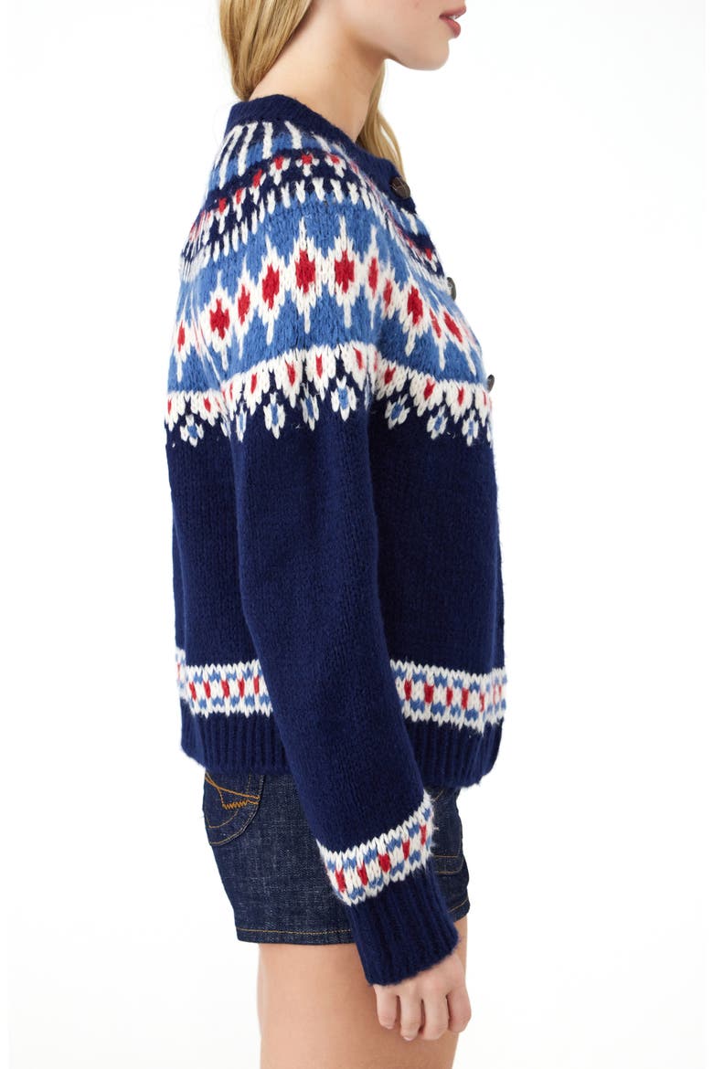 Fair Isle Boxy Cardigan, Alternate, color, NAVY