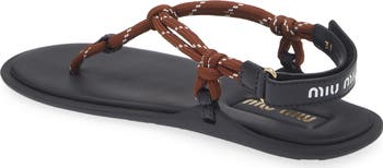 Miu Miu Riviere Cord & Leather Sandal (Women) | Nordstrom