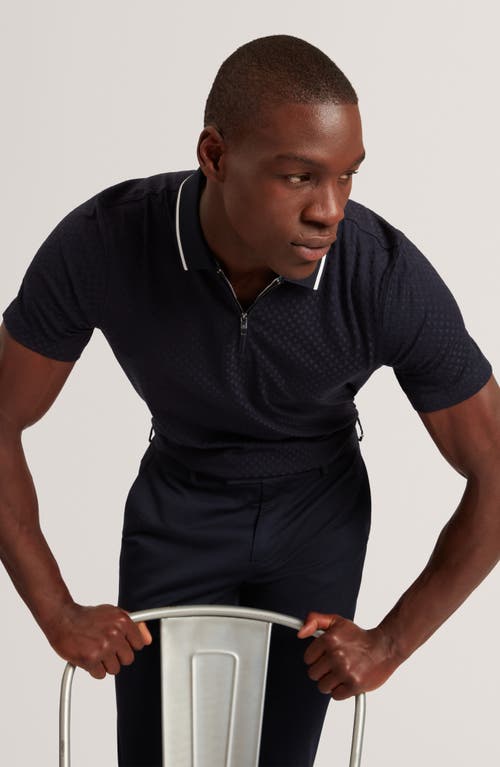 Ted Baker Cophen Stretch Cotton Zip Polo In Blue