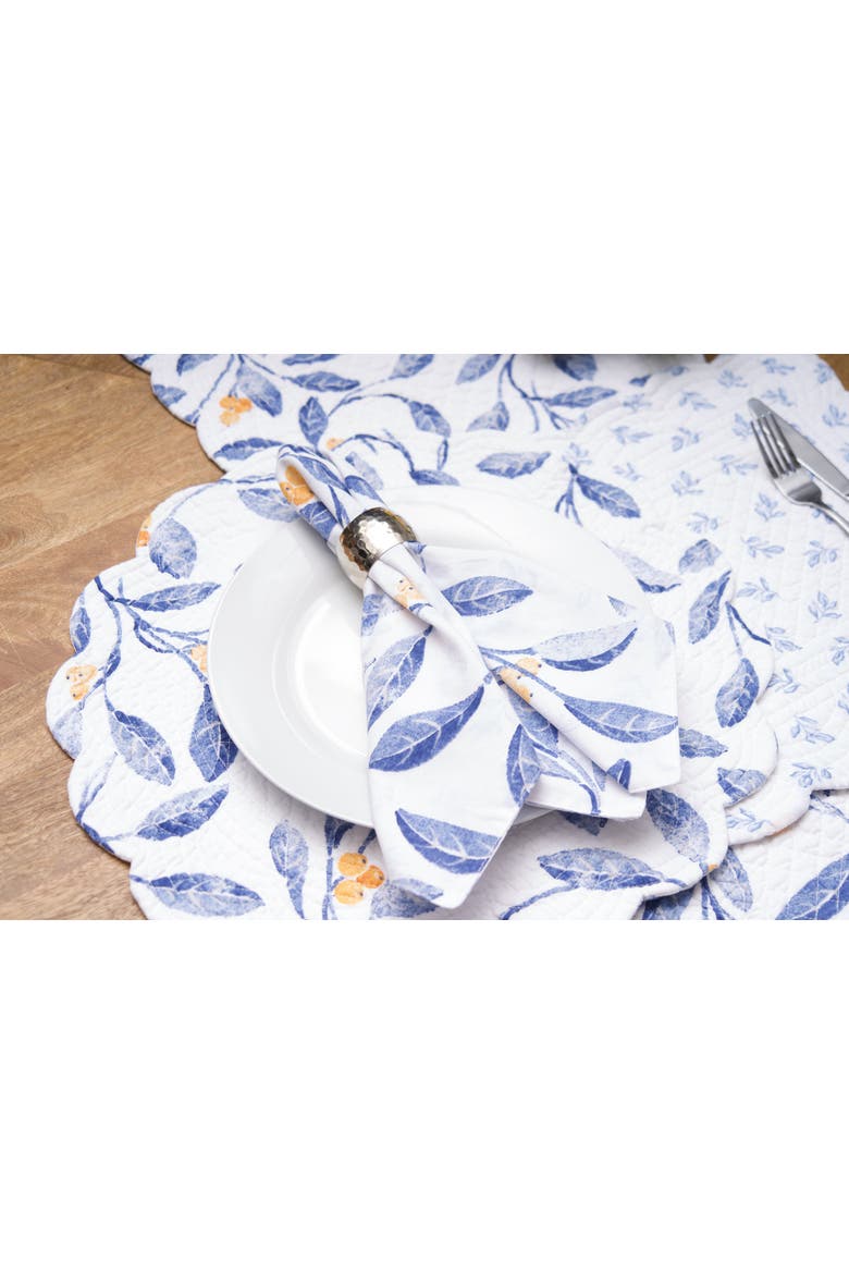 Laurelwood Leaf Botanical Vines Set of 6 Cloth Napkins, Alternate, color, Blue