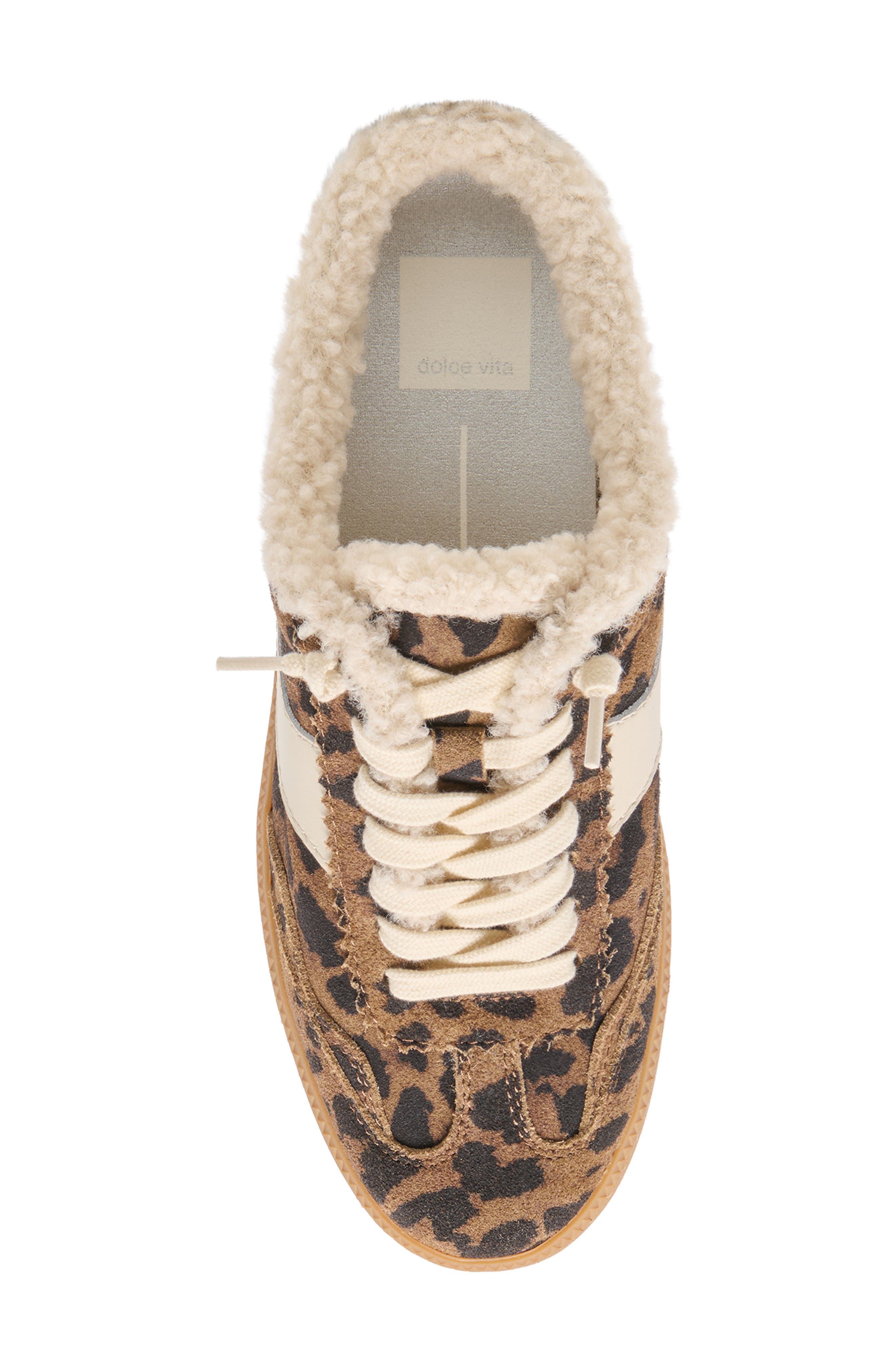 Dolce Vita Notice Faux Shearling Sneaker, Alternate, color, Brown/ Leopard Printed Suede