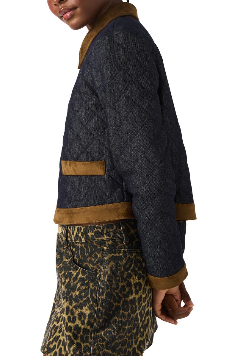 Steve Madden Agatha Quilted Denim Jacket, Alternate, color, Dark Indigo