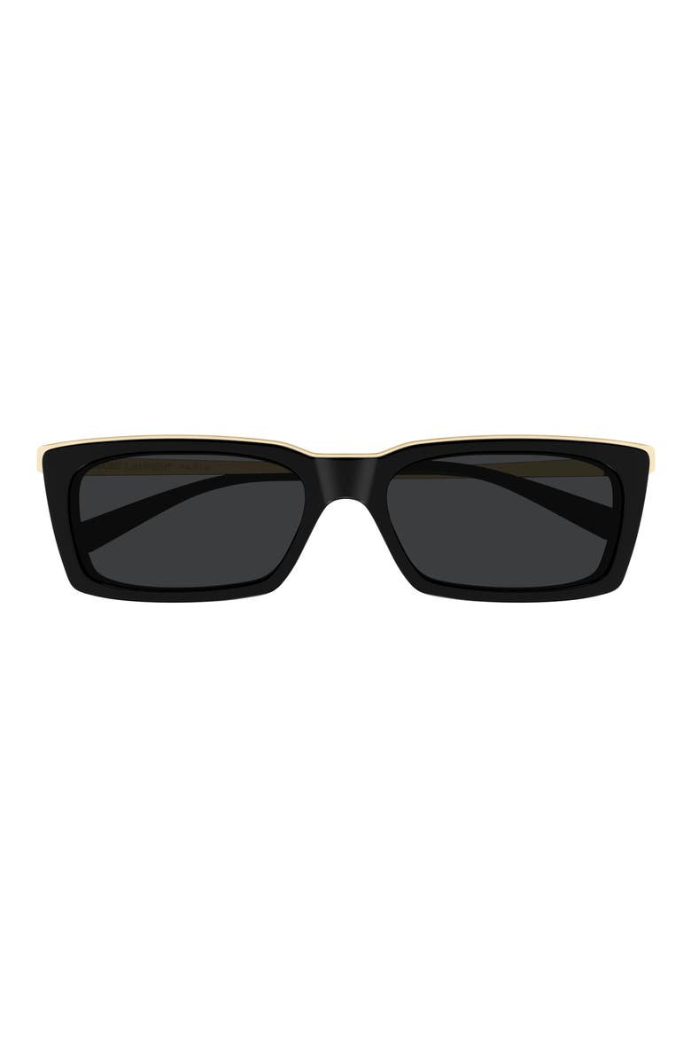 57mm Rectangular Sunglasses, Main, color, BLACK