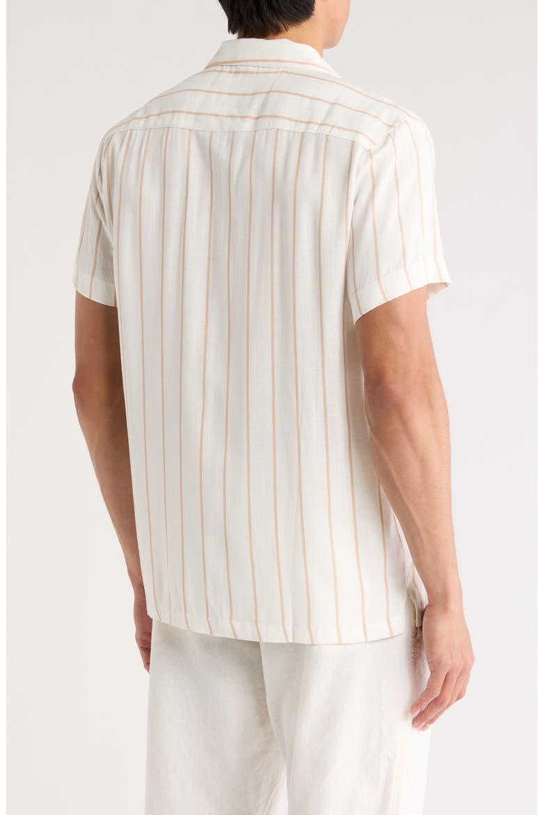 Stripe Viscose Camp Shirt, Alternate, color, WHITE KHAKI