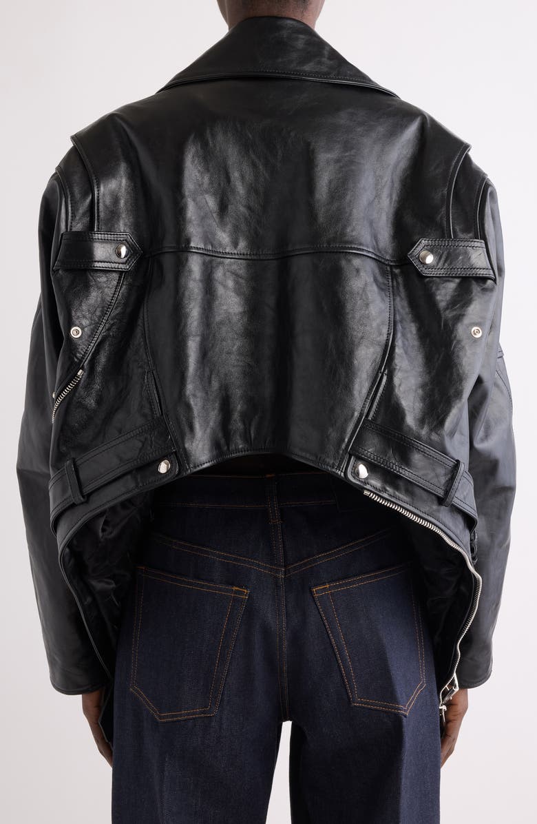 Givenchy Trapeze Leather Biker Jacket, Alternate, color, Black
