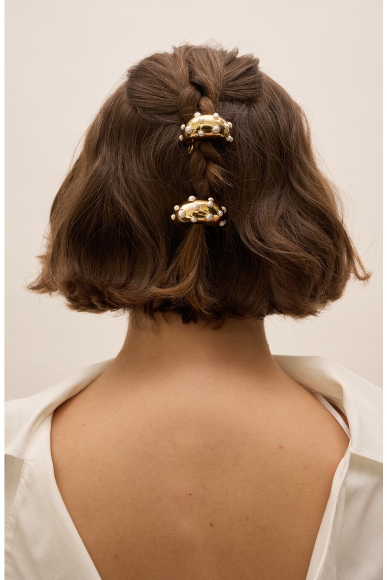 Siena Faux Pearl Mini Dome Ponytail Cuff, Alternate, color, PEARL