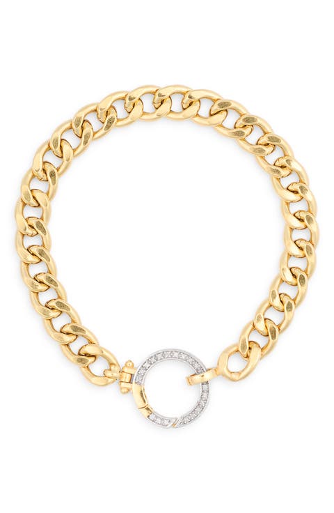 Diamond Circle Curb Chain Bracelet