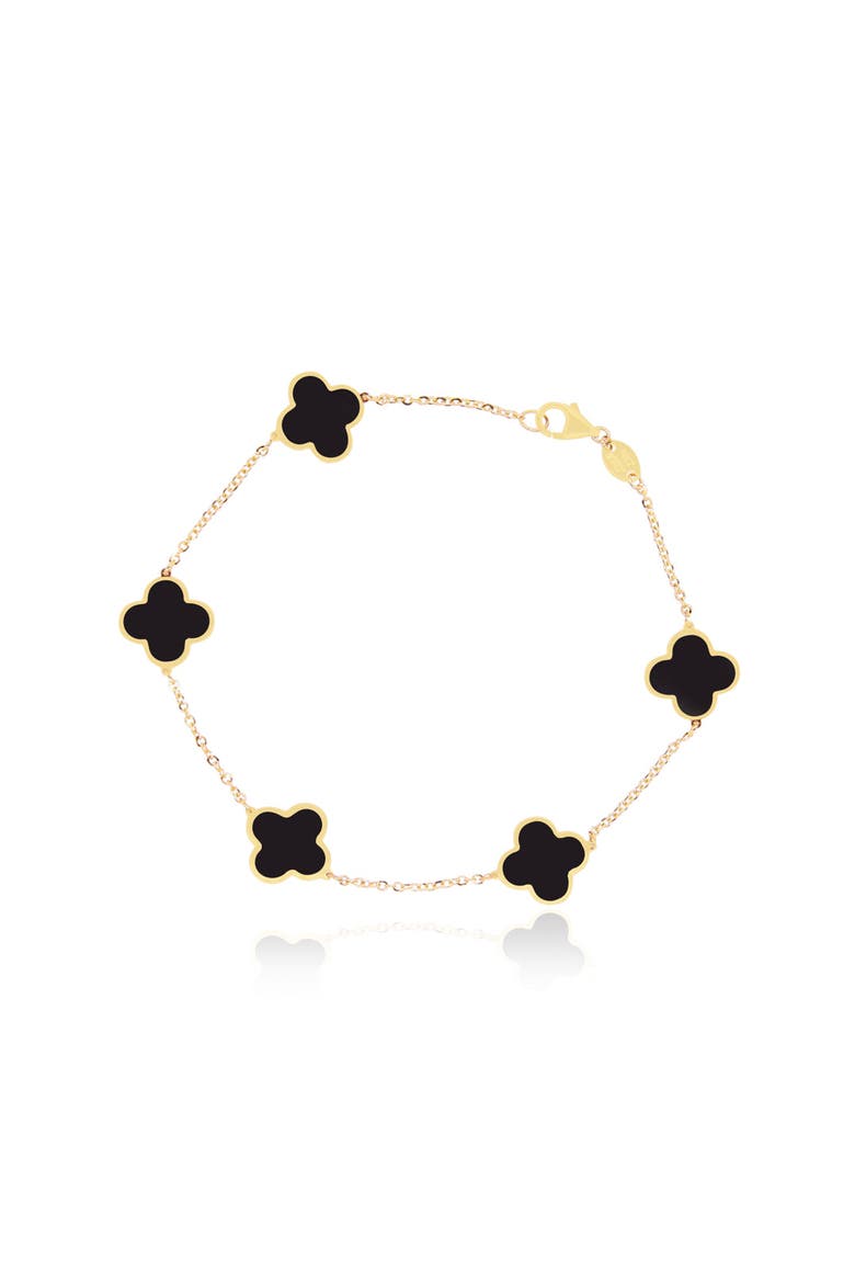 Small Onyx Clover Bracelet, Main, color, Yellow Gold