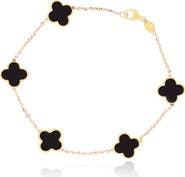 The Lovery Fine Jewelry Small Onyx Clover Bracelet