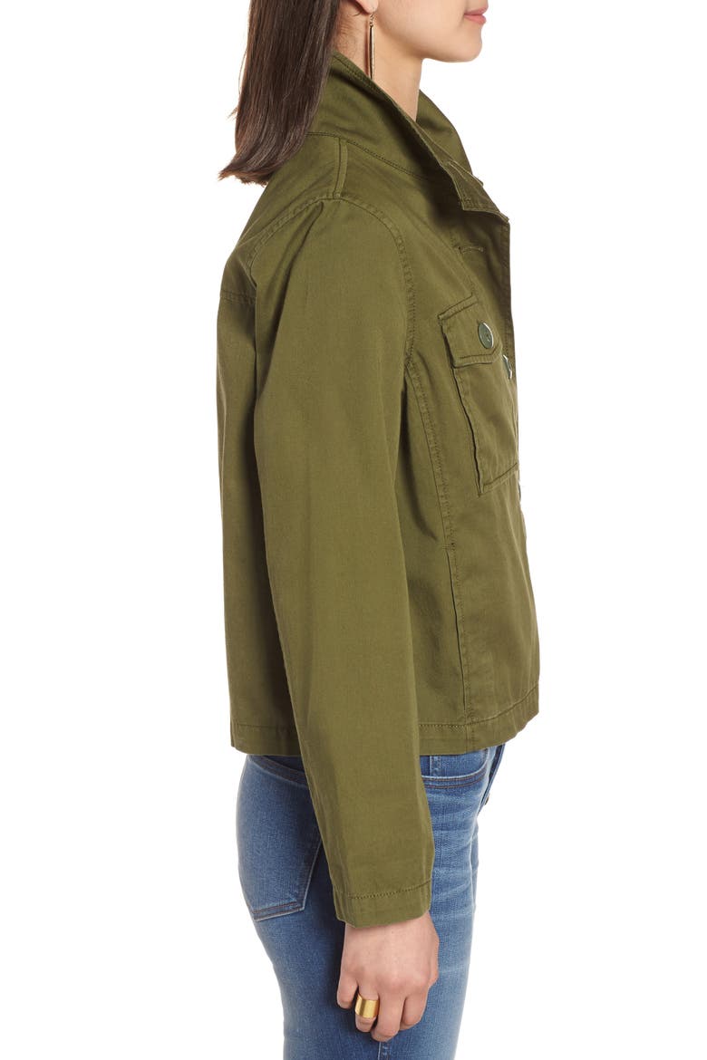 Crop Anorak Jacket, Alternate, color, DESERT OLIVE