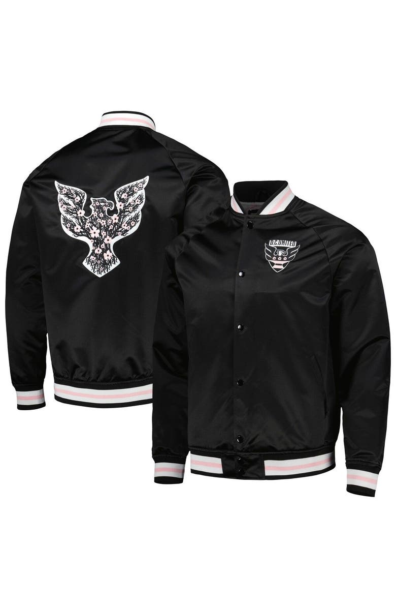 Mitchell & Ness Men's Mitchell & Ness Black D.C. United Cherry Blossom Satin Full-Snap Jacket, Main, color, 