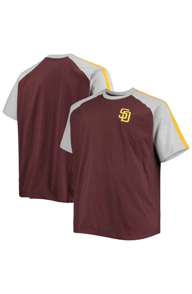 PROFILE Men's Brown/Heathered Gray San Diego Padres Big & Tall Circular Raglan T-Shirt, Main, color, 