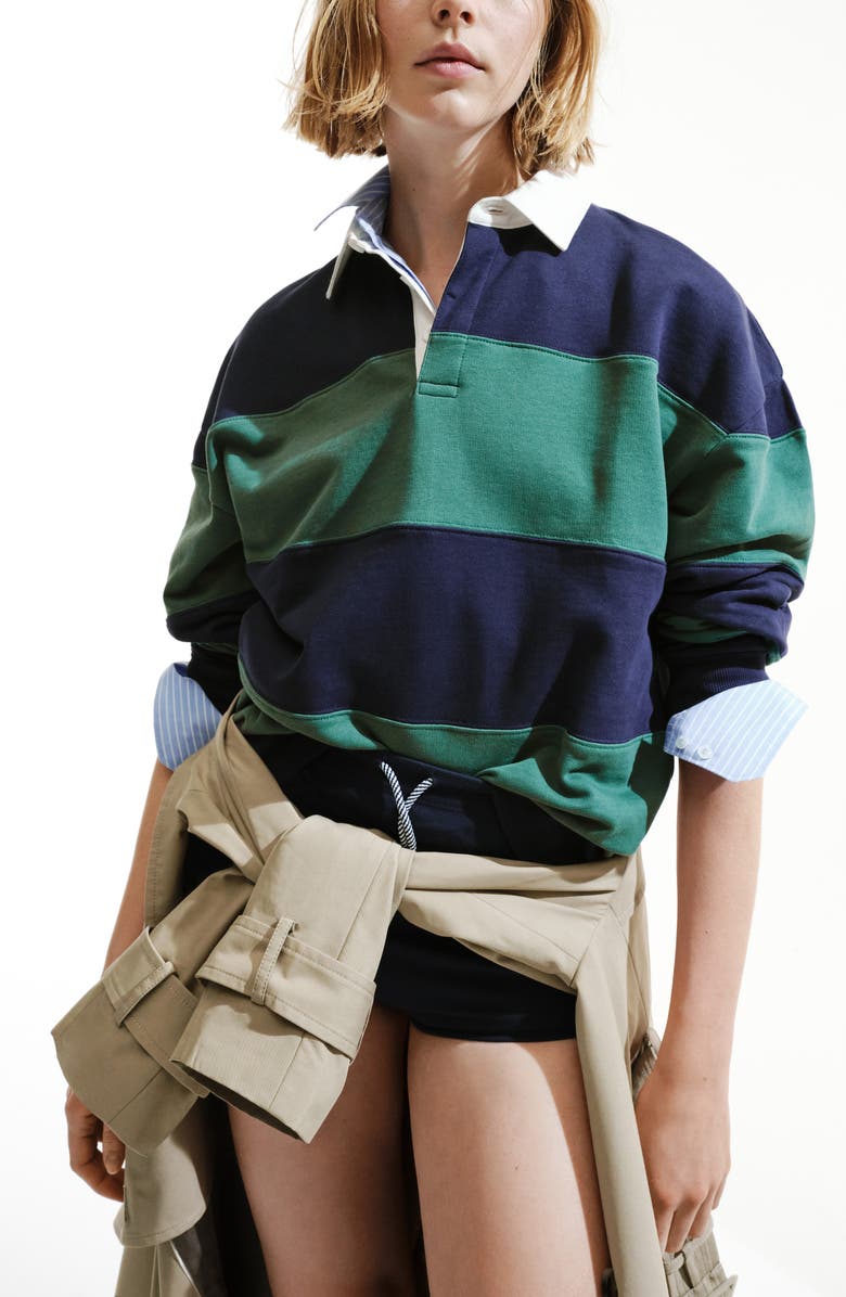 MANGO Oversize Long Sleeve Rugby Shirt, Alternate, color,