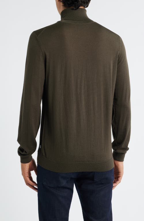 Hugo Boss Mock-neck Sweater In Structured Cotton And Virgin Wool In Brown