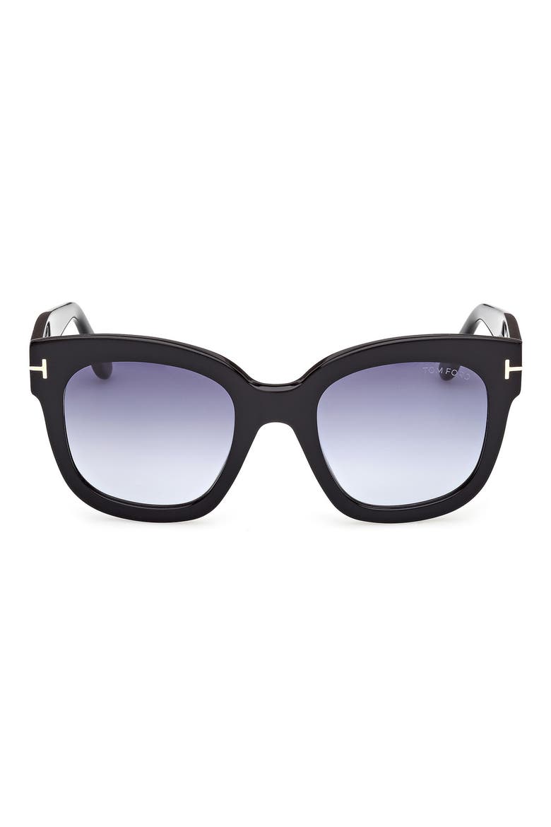Beatrix 52mm Gradient Geometric Sunglasses, Main, color, SHINY BLACK / GRADIENT BLUE