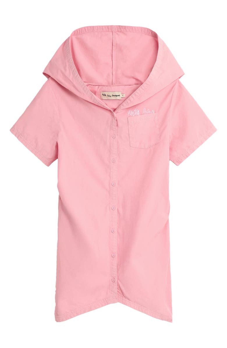 Desigual Short Sleeve Hooded Shirtdress, Alternate, color,