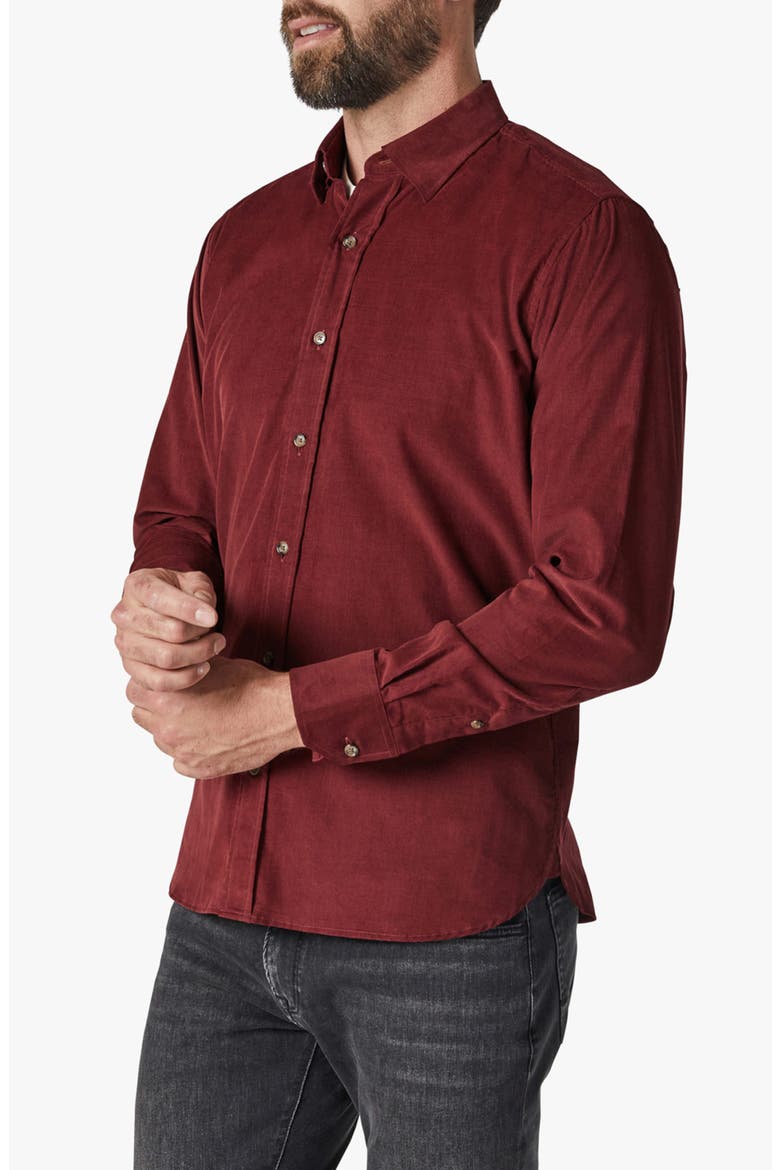 Corduroy Button-Up Shirt, Alternate, color, BORDEAUX