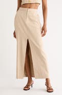 L'AGENCE Maceline Pinstripe Linen Blend Maxi Skirt