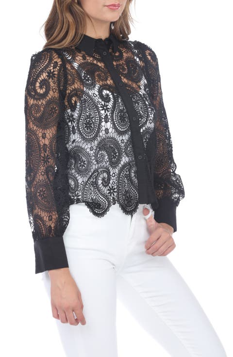 Paisley Lace Button-Up Shirt
