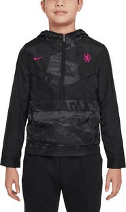 Nike Youth Nike Black Chelsea Amplify Windrunner Anorak Half-Zip Hoodie Jacket