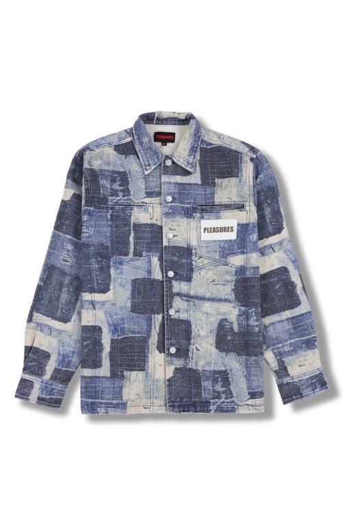 Pleasures Boro Regular Fit Patchwork Style Shirt Jacket In Indigo