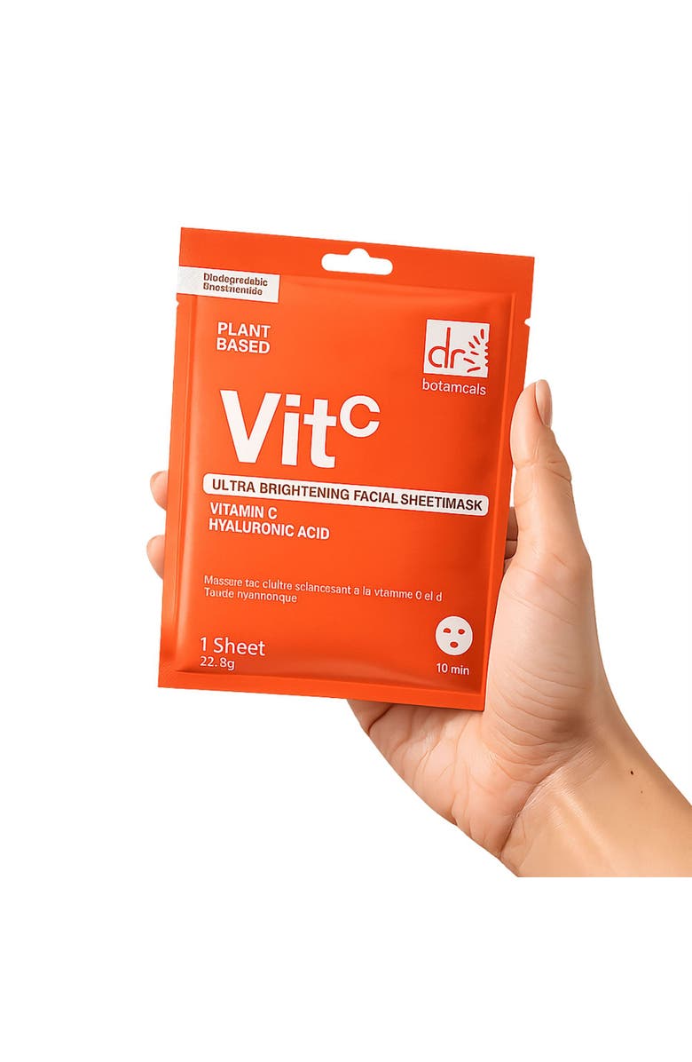 Dr. Botanicals Dr Botanicals Ultra Brightening Facial Mask with Vitamin C and Hyaluronic Acid Pack of 10 for Dryness, Fine Lines & Wrinkles, Alternate, color, White
