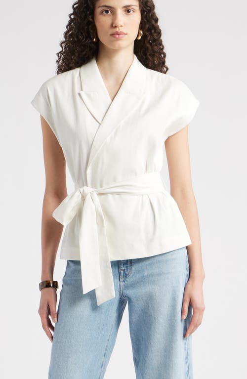 Nordstrom Sleeveless Linen Blend Blazer In White