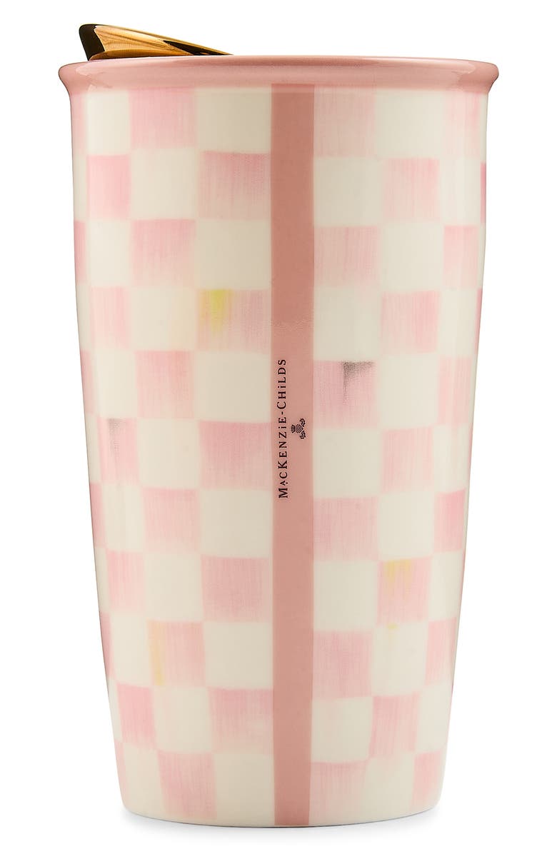 MACKENZIE CHILDS Rosy Check Travel Cup, Alternate, color, Rosy