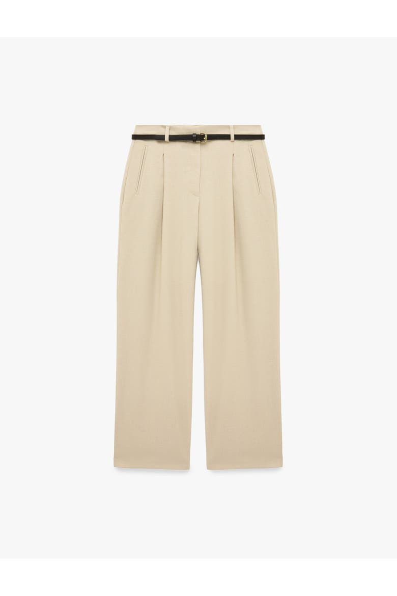 Wide Leg Tailored Trousers with Belt, Alternate, color, BEIGE