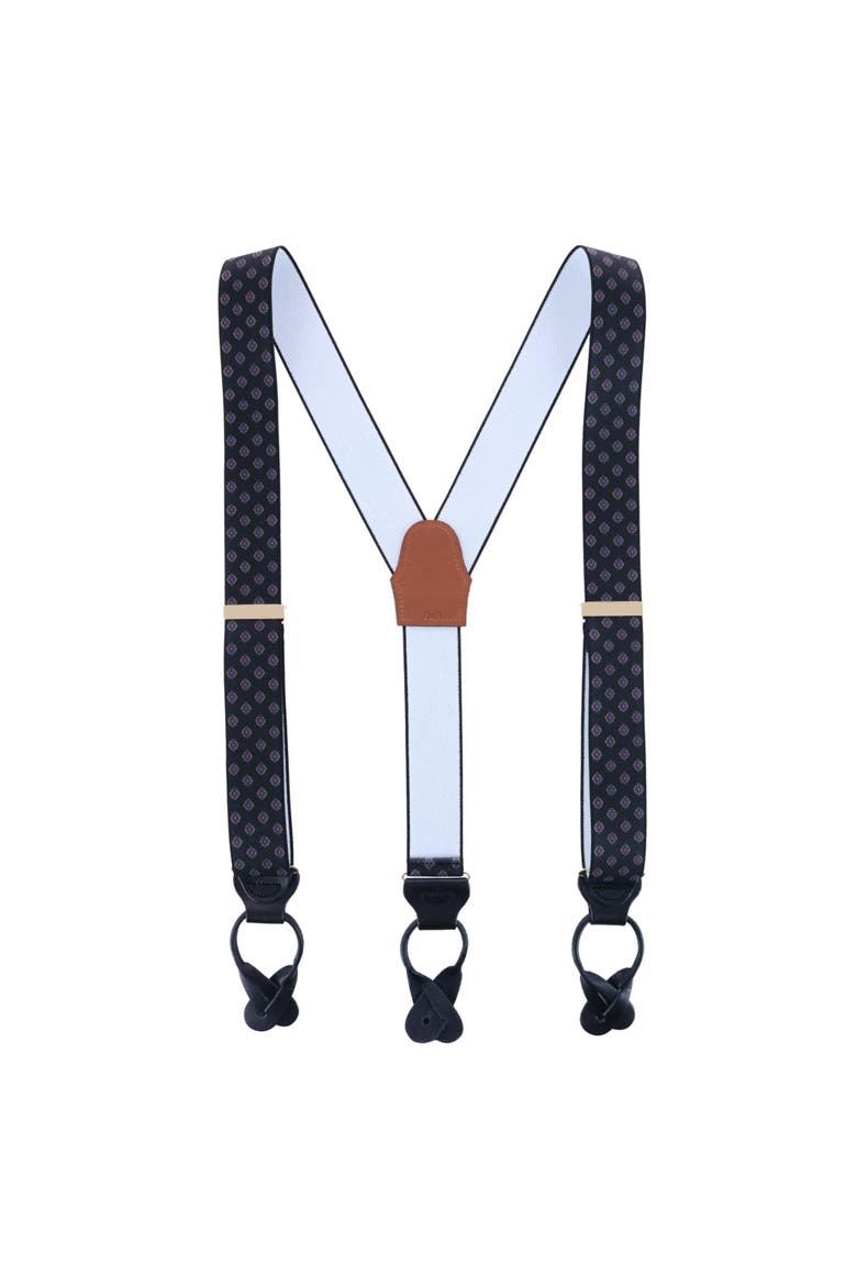 Luxe Diamond Elastic Button End Suspenders, Alternate, color, Black
