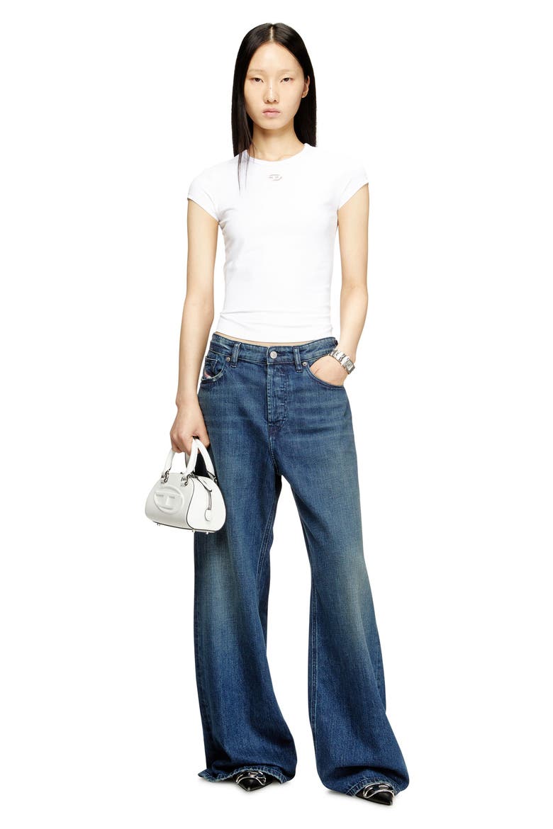 T-Angie-OD Embroidered Oval D Cutout T-Shirt, Alternate, color, WHITE