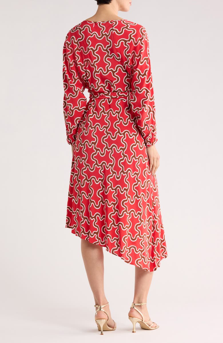 DVF Eliose Asymmetric Wrap Dress, Alternate, color, Cloud Patch Red