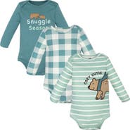 Hudson Baby Cotton Long-Sleeve Bodysuit Three-Piece Set