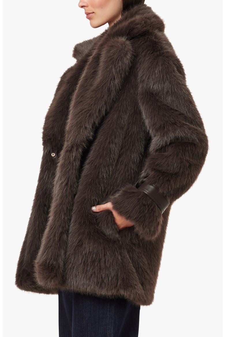 Faux Fur Coat, Alternate, color, DARK GRAY BROWN