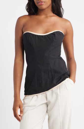Topshop Contrast Binding Strapless Cotton Top