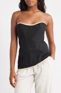 Topshop Contrast Binding Strapless Cotton Top