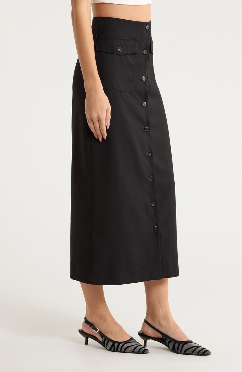 Reformation Britt Column Skirt, Alternate, color, Pitch Black