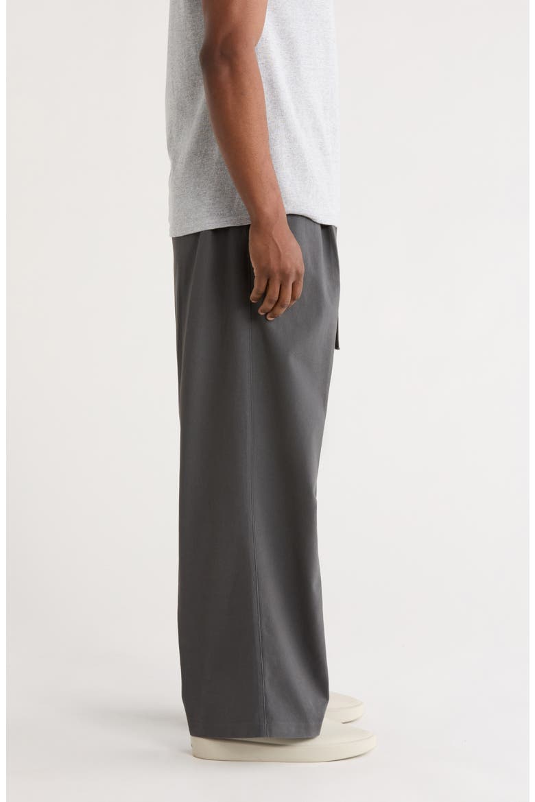 Pleat Front Drawstring Cotton Twill Pants, Alternate, color, IRON GREY