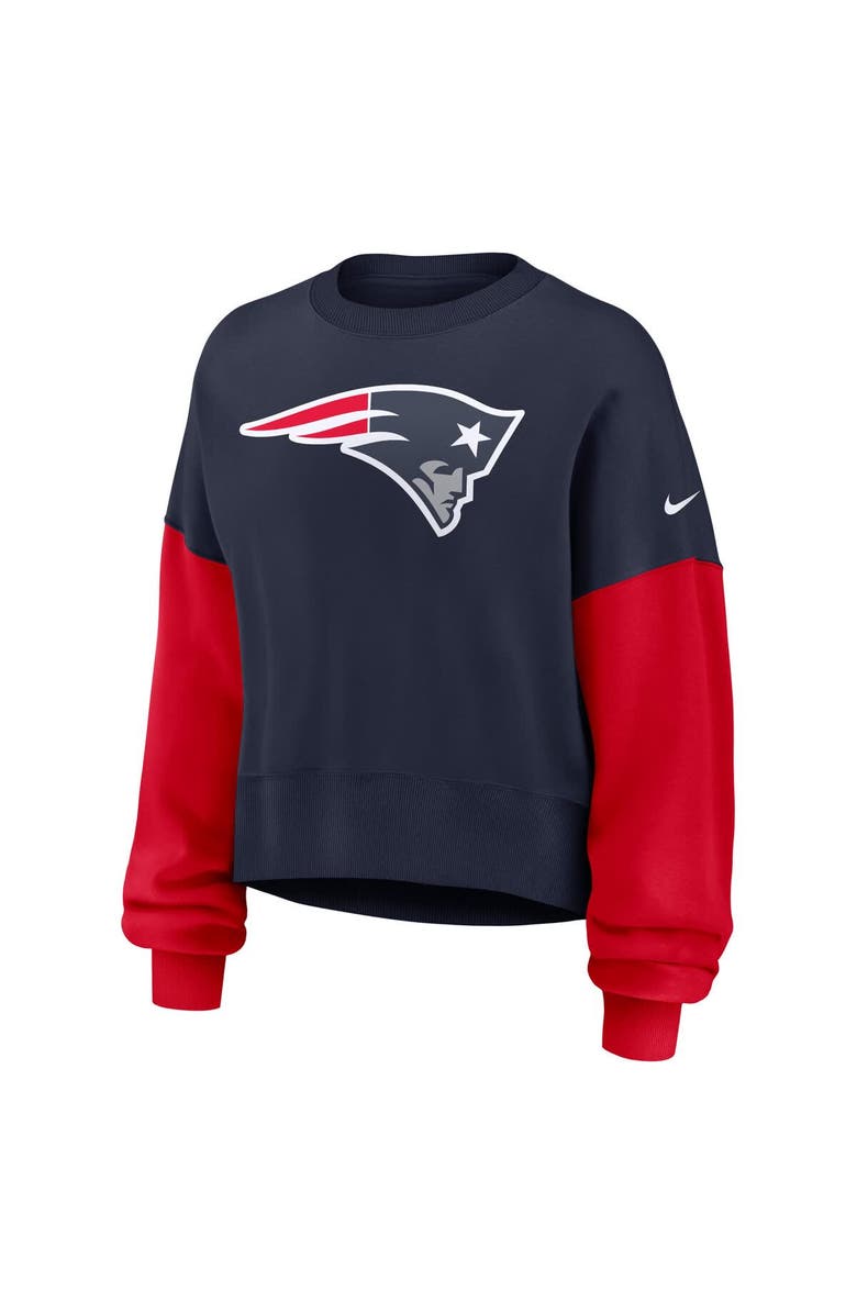 Nike Women's Nike Navy New England Patriots Oversized Color-Block Pullover Sweatshirt, Alternate, color, Navy