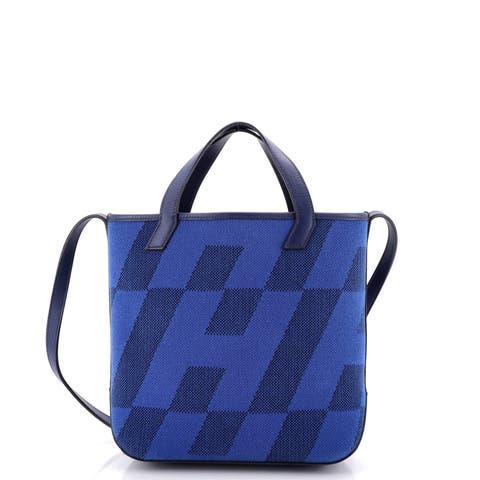 Cabas H En Biais Tote Canvas With Leather 27