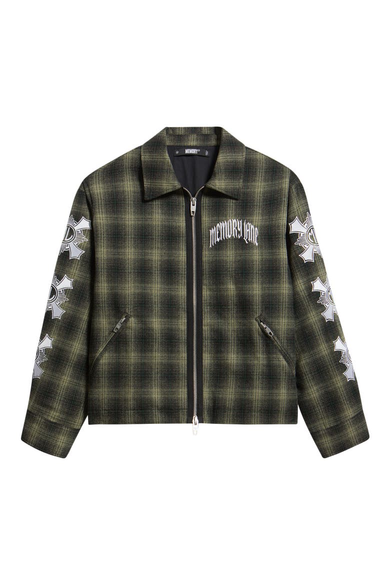 Plaid Zip Jacket, Main, color, GREEN PLAID