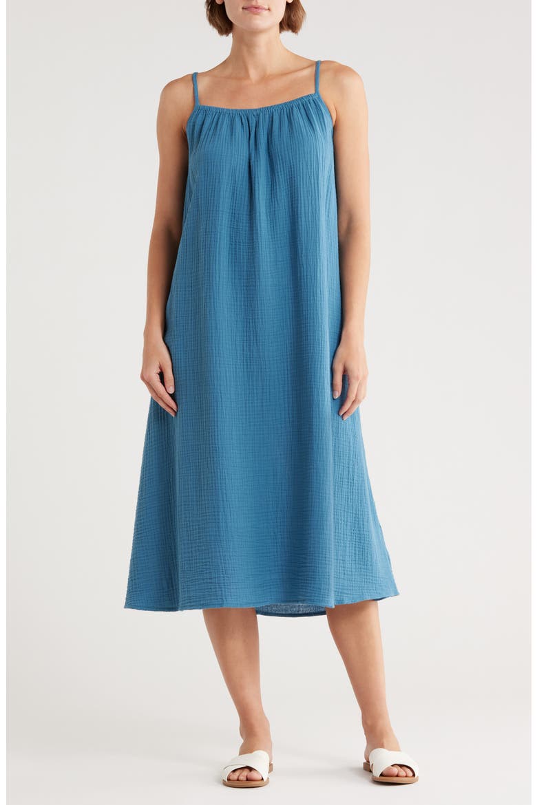 eileen fisher cotton gauze dress Organic Cami Maxi (Women) The dress youll live Size:US 10 - EU 43 Shirt dress SizeGuide__size-guide A blue so stunning