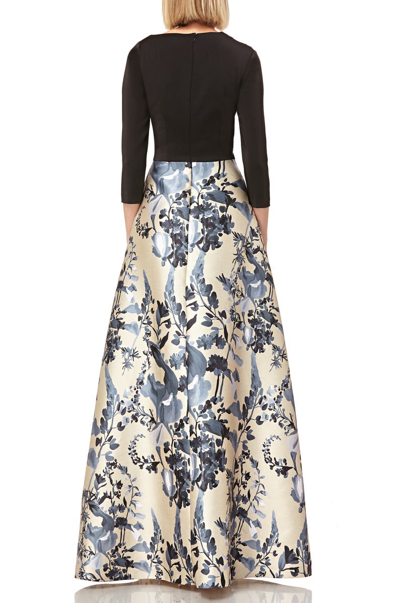 Kay Unger Drape Neck Evening Dress, Alternate, color, 