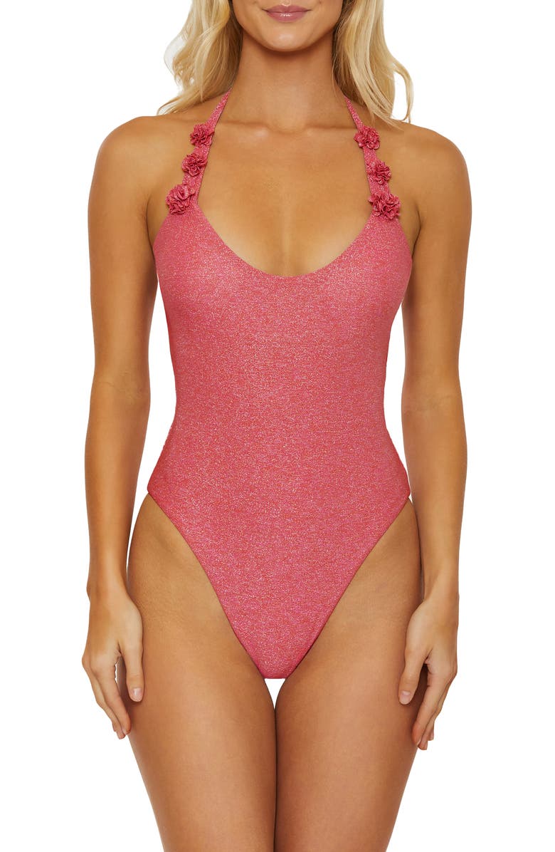 Isabella Rose Marseille Shimmer One-Piece Halter Swimsuit, Main, color, 