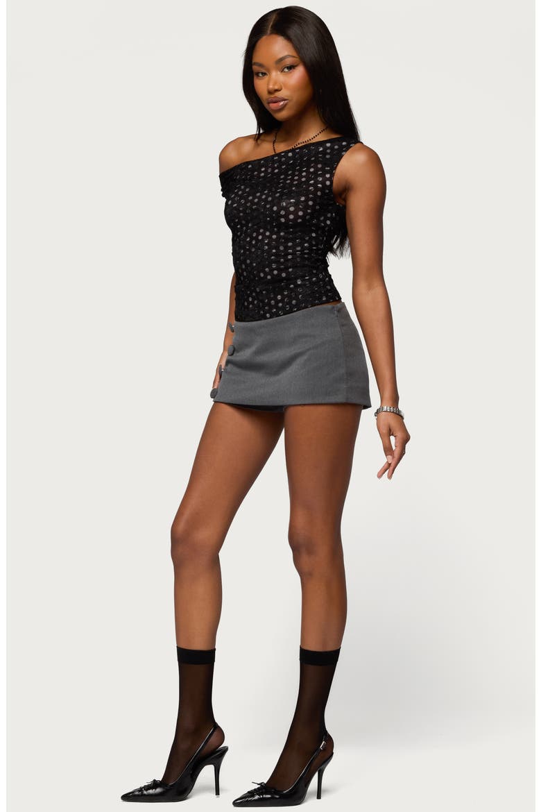 Lace Dot One-Shoulder Top, Alternate, color, BLACK