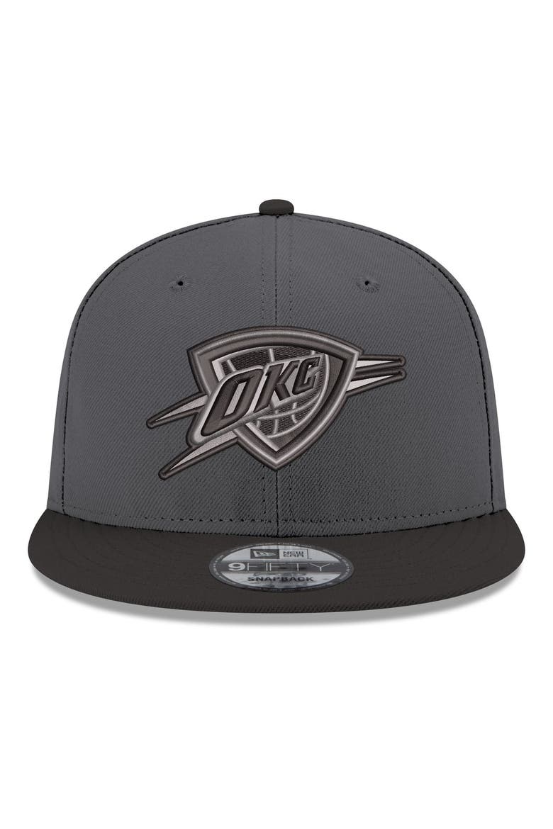 Men's New Era Gray/Black Oklahoma City Thunder Logo 2-Tone 9FIFTY Snapback Hat, Alternate, color, Gray