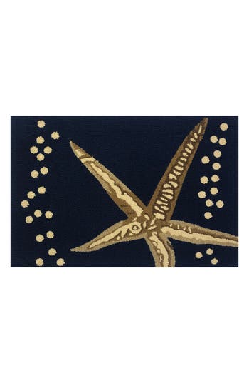 R16 Home Starfish Looped Door Mat In Indigo Cream