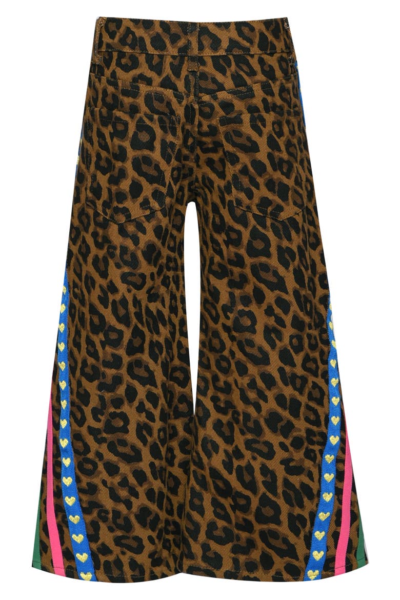 Kids' Taped Leopard Wide Leg Jeans, Alternate, color, BROWN LEOPARD