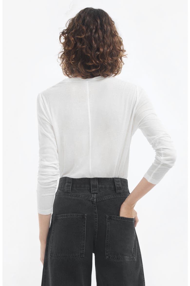 Crewneck Long Sleeve in Cotton Jersey, Alternate, color, Ivory